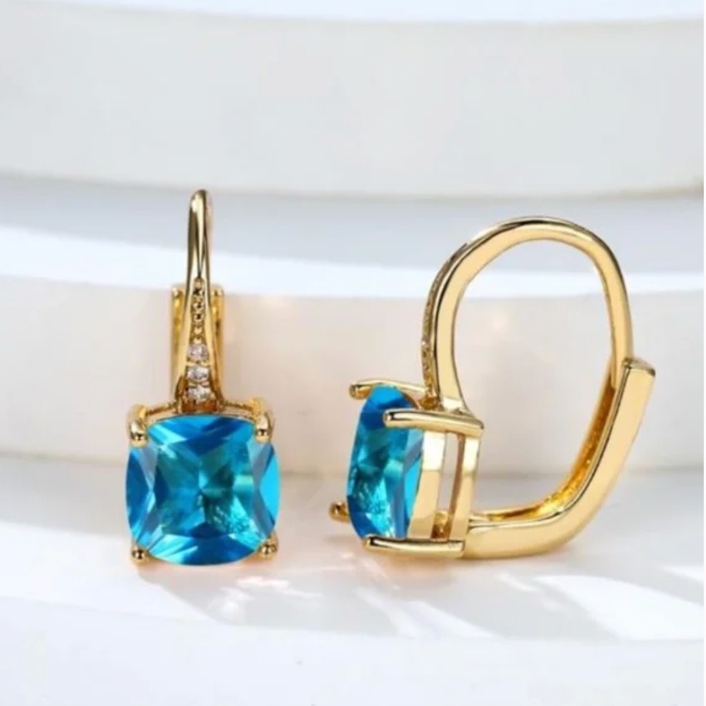 ⭐️❤️ FREE Rhinestone Baguette Hoop Drop Chic Glam Party Classy Elegant Earrings
